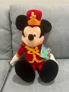 Holiday Disney Mickey Mouse Red and Black Nutcracker Soldier Plush
